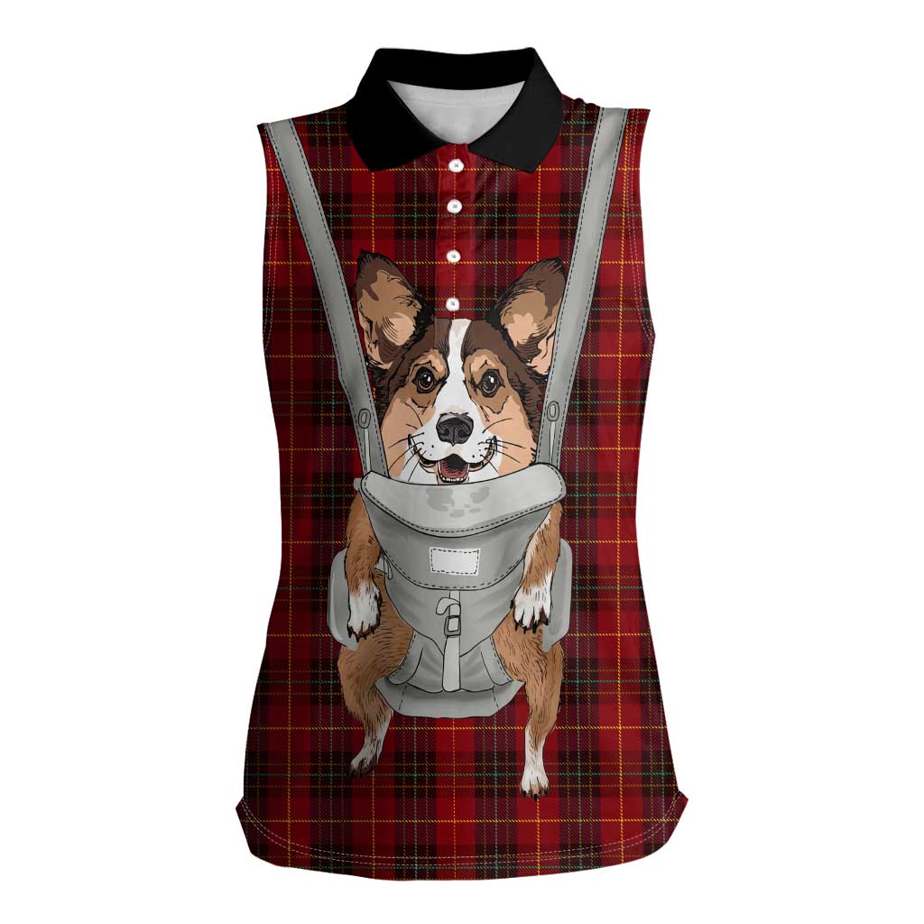 Front Carrier Dog Pembroke Welsh Corgi Christmas Women Sleeveless Polo Shirt Xmas Holiday Patterns - Wonder Print Shop