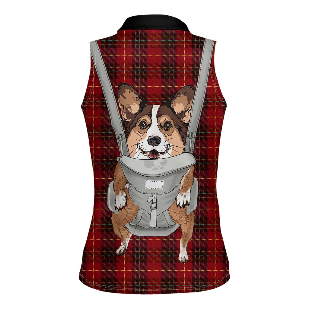 Front Carrier Dog Pembroke Welsh Corgi Christmas Women Sleeveless Polo Shirt Xmas Holiday Patterns - Wonder Print Shop