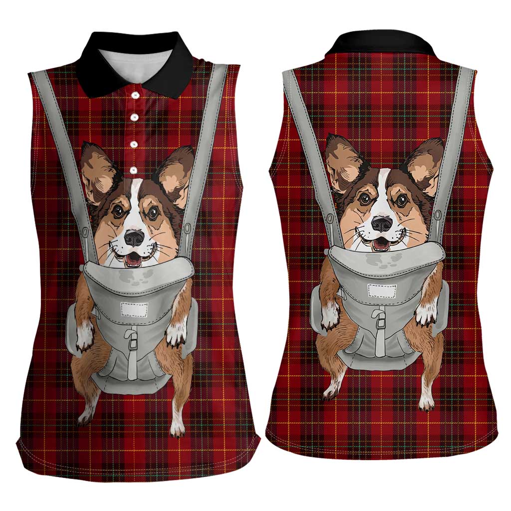Front Carrier Dog Pembroke Welsh Corgi Christmas Women Sleeveless Polo Shirt Xmas Holiday Patterns - Wonder Print Shop