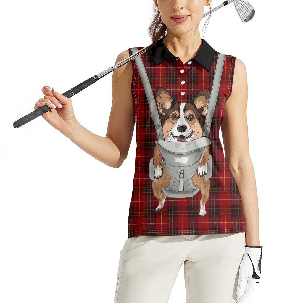 Front Carrier Dog Pembroke Welsh Corgi Christmas Women Sleeveless Polo Shirt Xmas Holiday Patterns - Wonder Print Shop