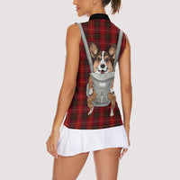 Front Carrier Dog Pembroke Welsh Corgi Christmas Women Sleeveless Polo Shirt Xmas Holiday Patterns - Wonder Print Shop
