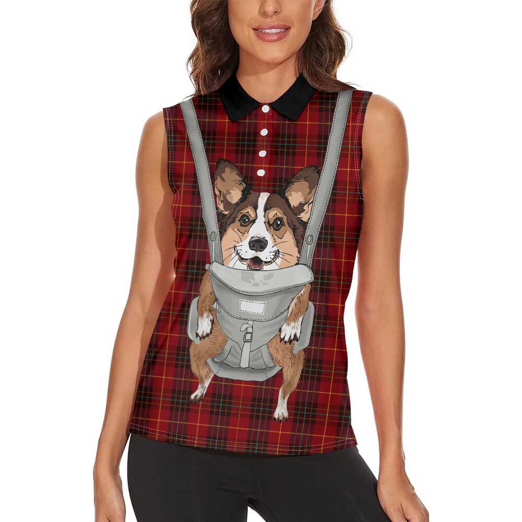 Front Carrier Dog Pembroke Welsh Corgi Christmas Women Sleeveless Polo Shirt Xmas Holiday Patterns - Wonder Print Shop