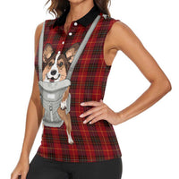Front Carrier Dog Pembroke Welsh Corgi Christmas Women Sleeveless Polo Shirt Xmas Holiday Patterns - Wonder Print Shop