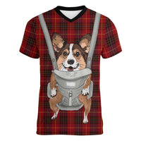 Front Carrier Dog Pembroke Welsh Corgi Christmas Women V-Neck T-Shirt Xmas Holiday Patterns - Wonder Print Shop