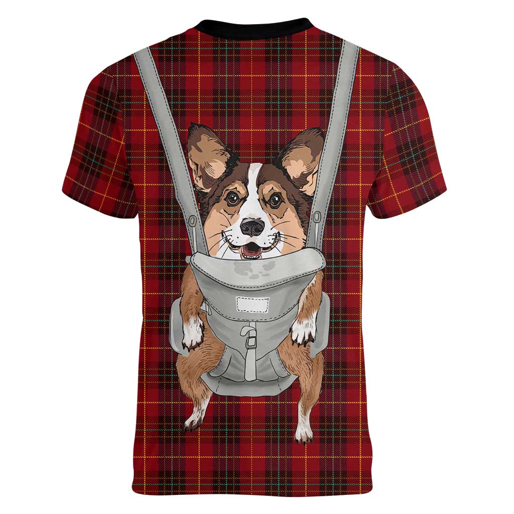 Front Carrier Dog Pembroke Welsh Corgi Christmas Women V-Neck T-Shirt Xmas Holiday Patterns - Wonder Print Shop