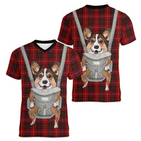 Front Carrier Dog Pembroke Welsh Corgi Christmas Women V-Neck T-Shirt Xmas Holiday Patterns - Wonder Print Shop