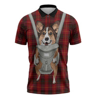 Front Carrier Dog Pembroke Welsh Corgi Christmas Zipper Polo Shirt Xmas Holiday Patterns - Wonder Print Shop