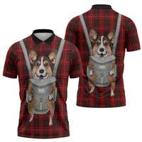 Front Carrier Dog Pembroke Welsh Corgi Christmas Zipper Polo Shirt Xmas Holiday Patterns - Wonder Print Shop