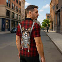 Front Carrier Dog Pembroke Welsh Corgi Christmas Zipper Polo Shirt Xmas Holiday Patterns - Wonder Print Shop