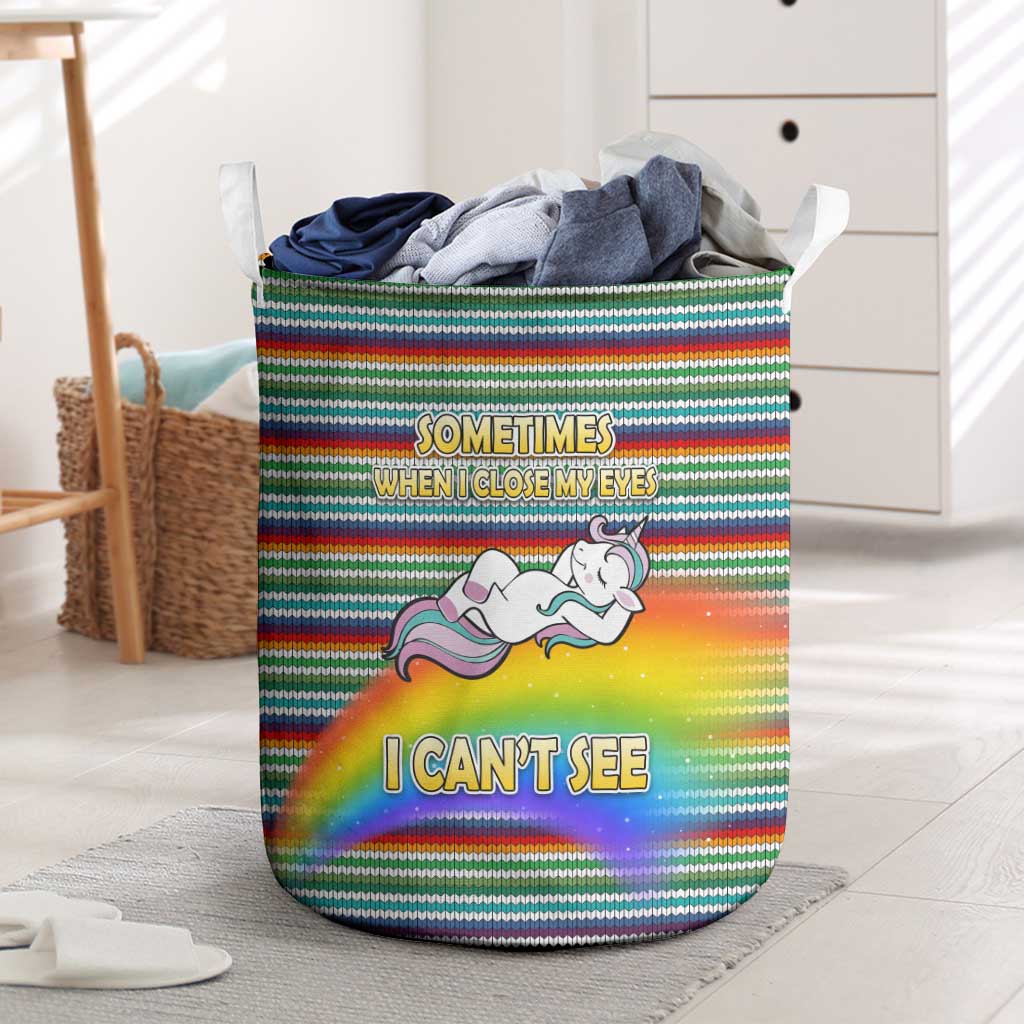 Funny Unicorn Sometimes When I Close My Eyes Christmas Laundry Basket Xmas Holiday Patterns - Wonder Print Shop
