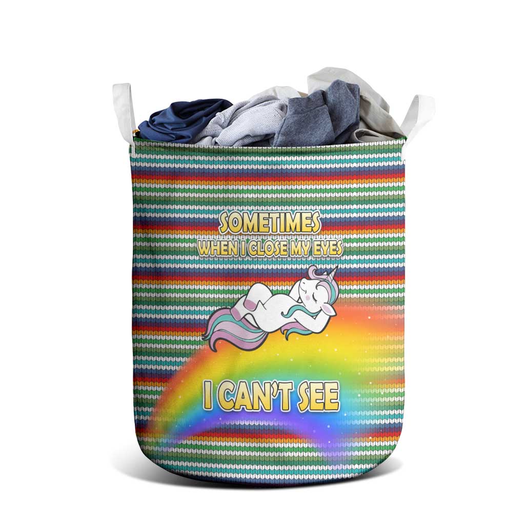 Funny Unicorn Sometimes When I Close My Eyes Christmas Laundry Basket Xmas Holiday Patterns - Wonder Print Shop