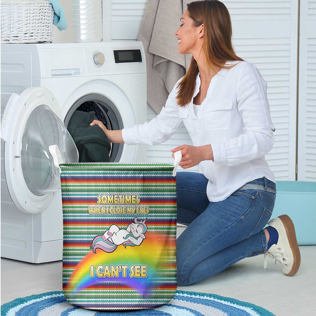 Funny Unicorn Sometimes When I Close My Eyes Christmas Laundry Basket Xmas Holiday Patterns - Wonder Print Shop