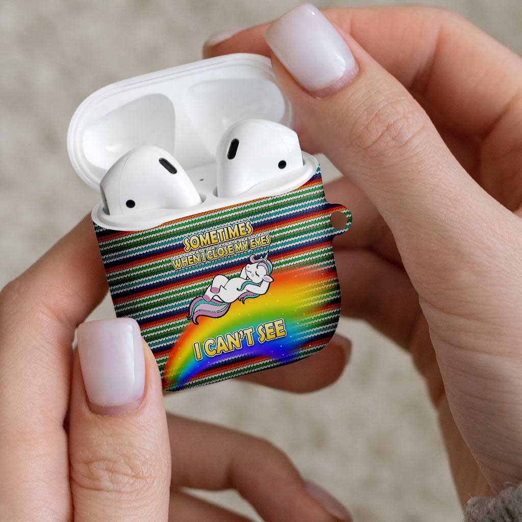 Funny Unicorn Sometimes When I Close My Eyes Christmas AirPods Case Xmas Holiday Patterns - Wonder Print Shop