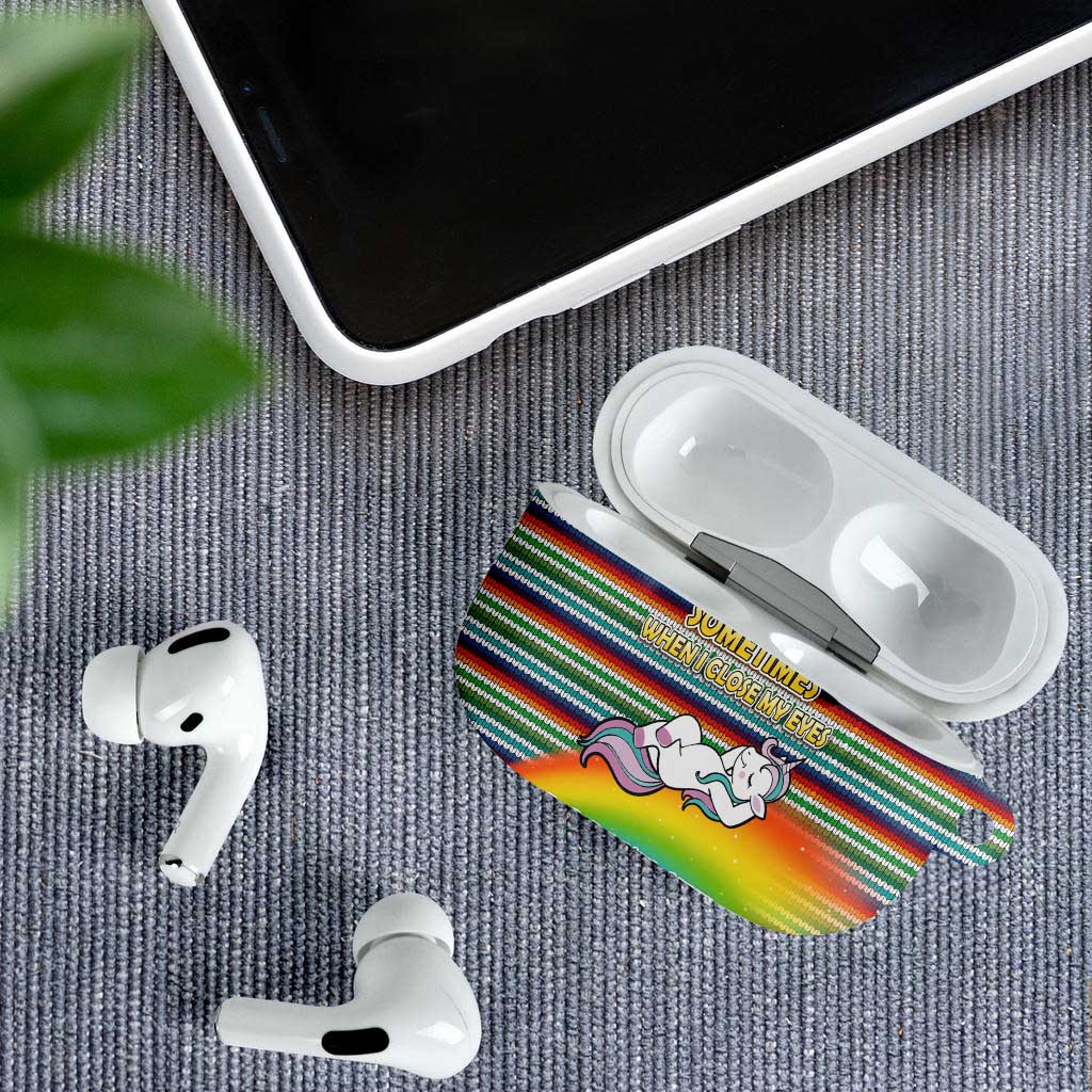 Funny Unicorn Sometimes When I Close My Eyes Christmas AirPods Case Xmas Holiday Patterns - Wonder Print Shop