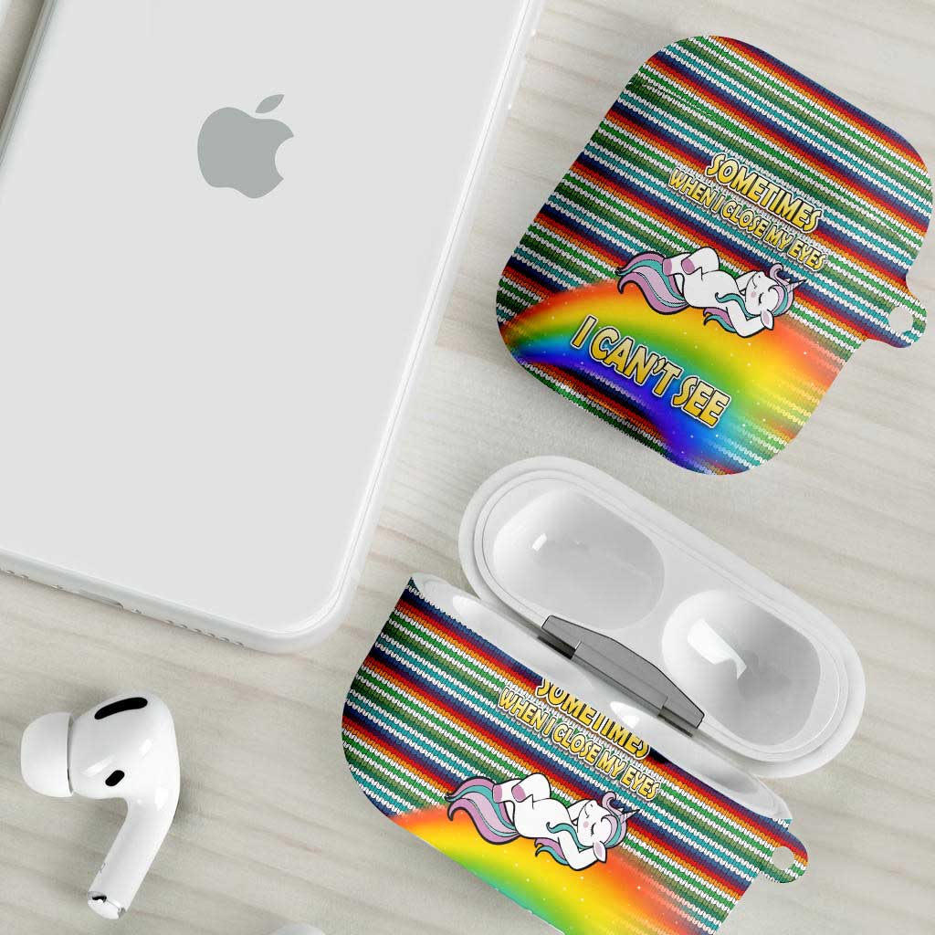Funny Unicorn Sometimes When I Close My Eyes Christmas AirPods Case Xmas Holiday Patterns - Wonder Print Shop