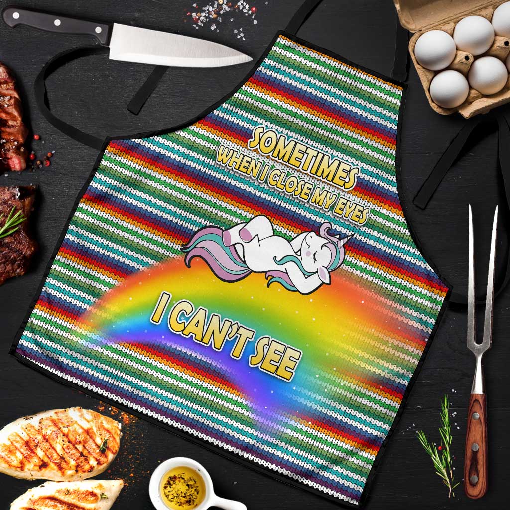 Funny Unicorn Sometimes When I Close My Eyes Christmas Apron Xmas Holiday Patterns - Wonder Print Shop