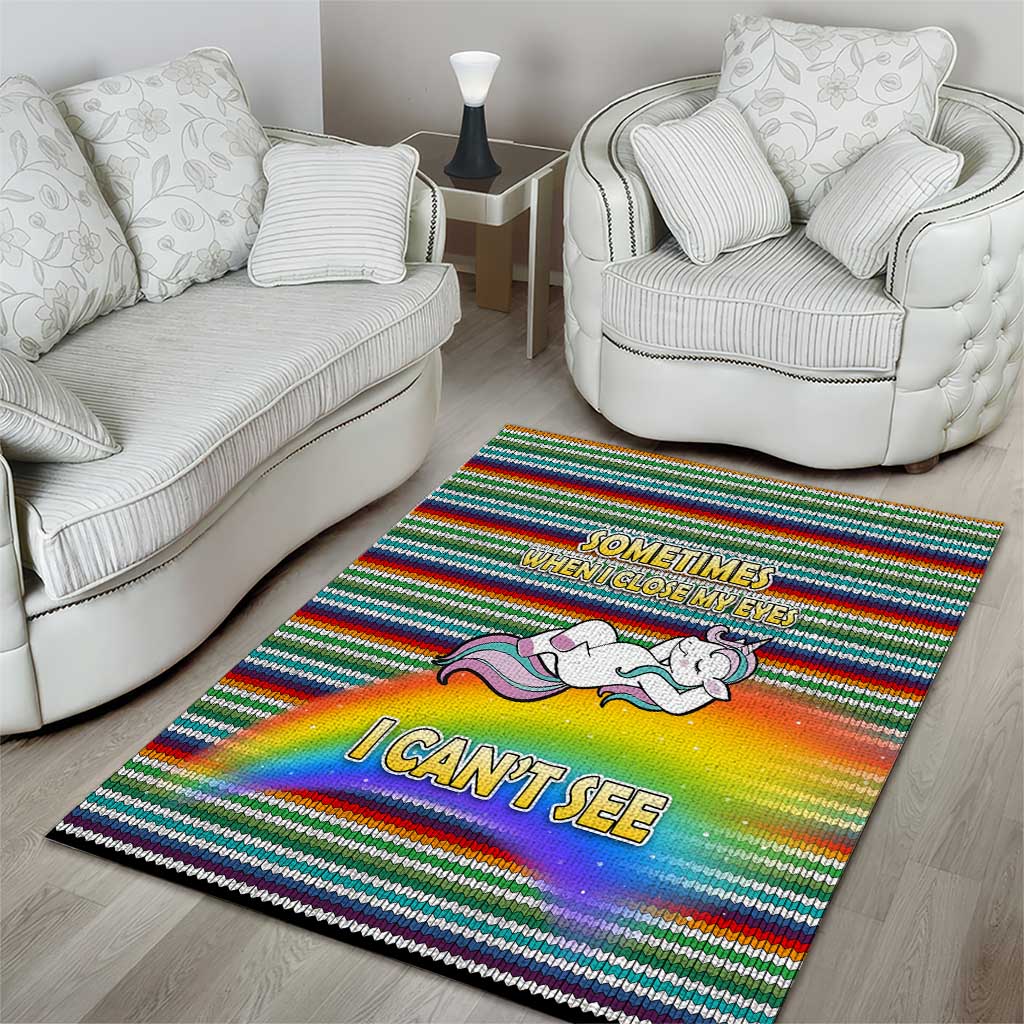 Funny Unicorn Sometimes When I Close My Eyes Christmas Area Rug Xmas Holiday Patterns - Wonder Print Shop