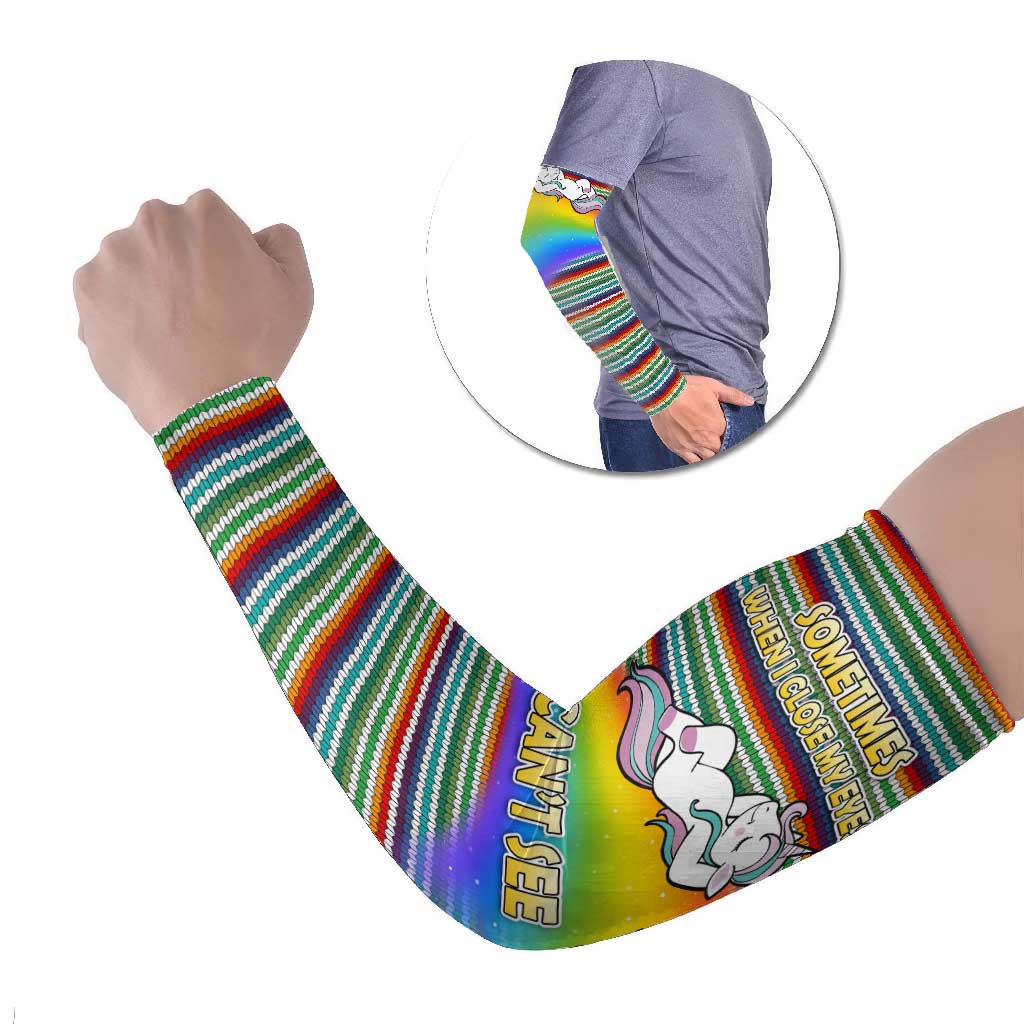 Funny Unicorn Sometimes When I Close My Eyes Christmas Arm Sleeves Xmas Holiday Patterns - Wonder Print Shop