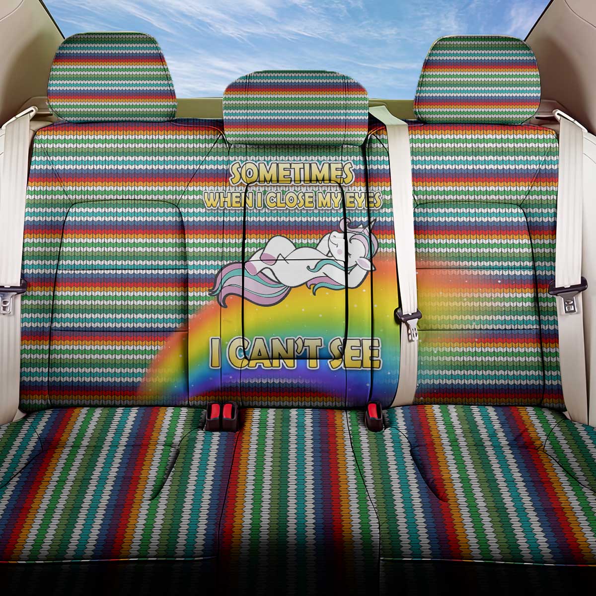 Funny Unicorn Sometimes When I Close My Eyes Christmas Back Car Seat Cover Xmas Holiday Patterns - Wonder Print Shop