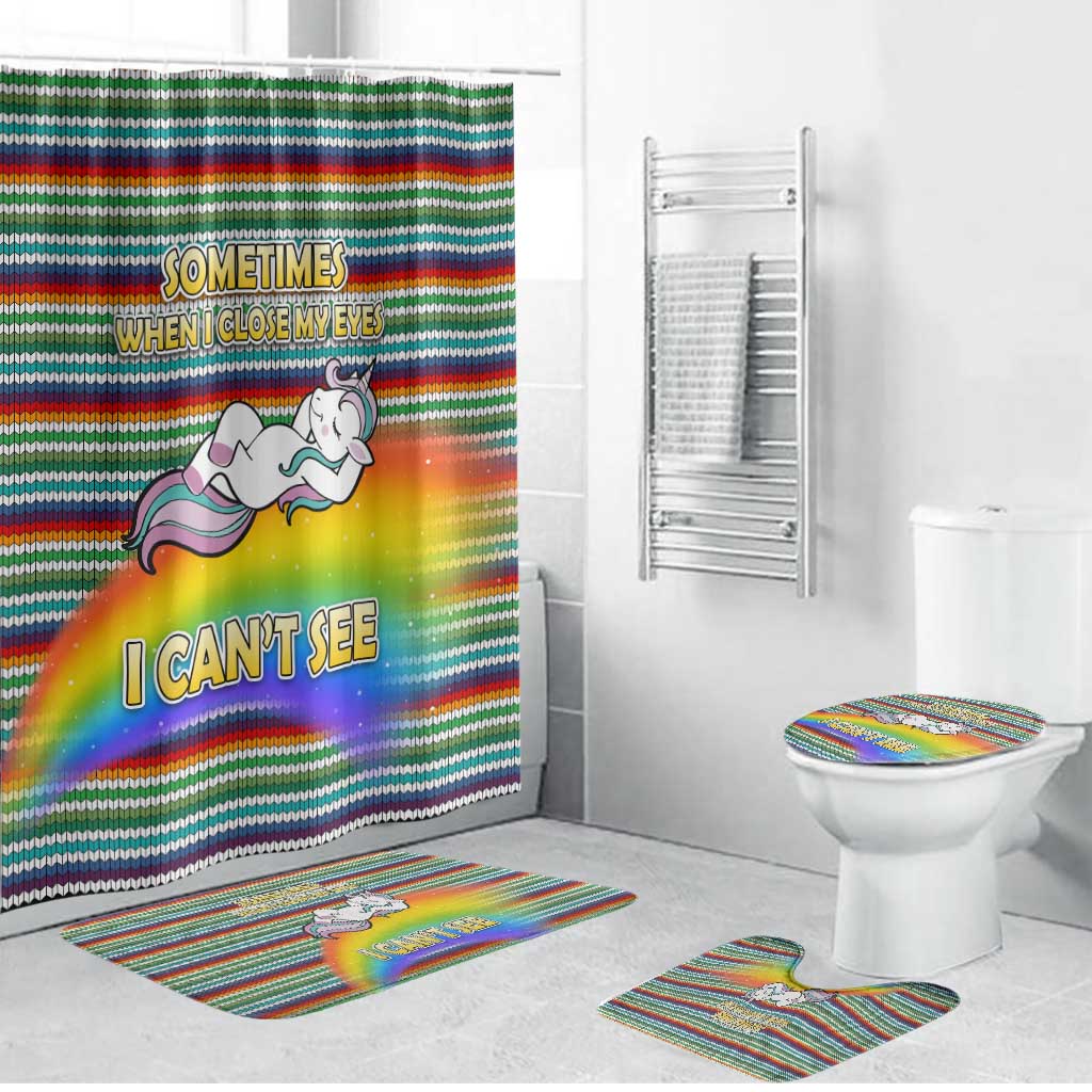 Funny Unicorn Sometimes When I Close My Eyes Christmas Bathroom Set Xmas Holiday Patterns - Wonder Print Shop