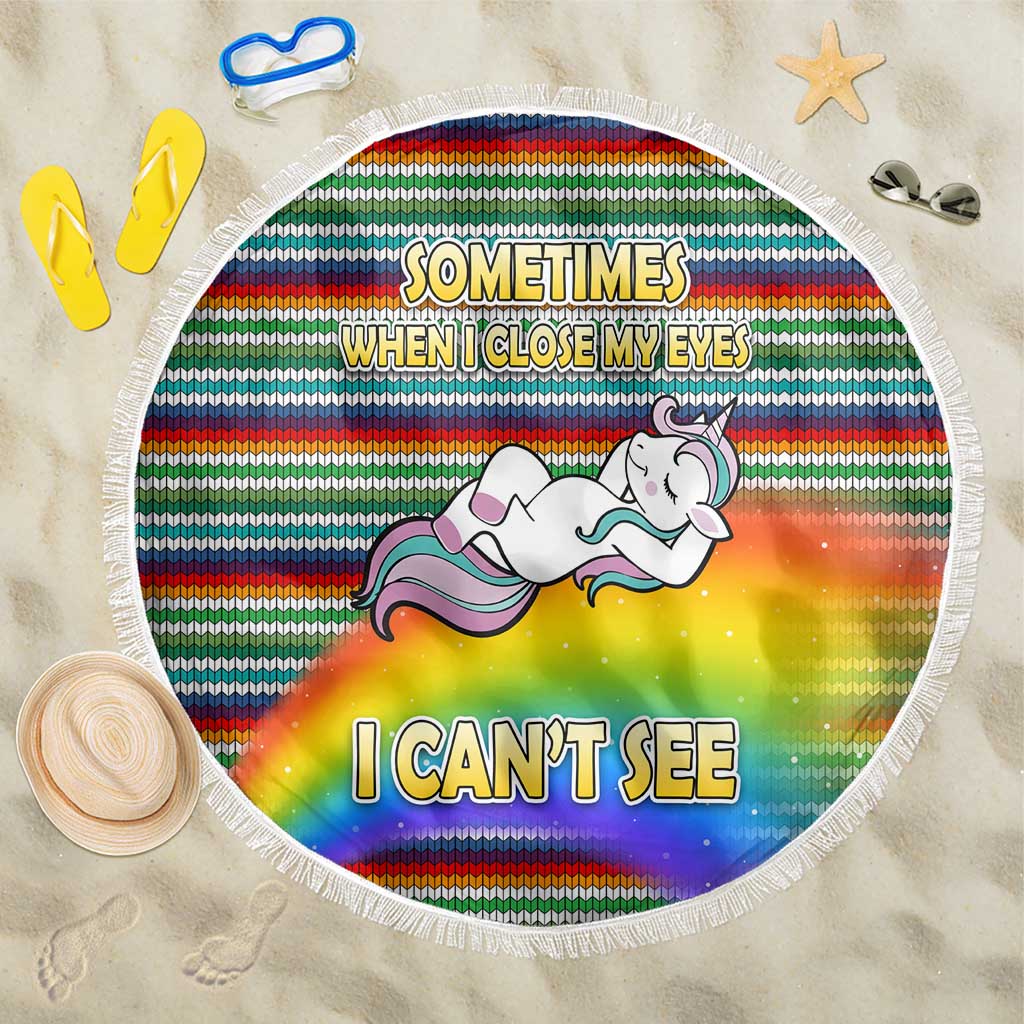 Funny Unicorn Sometimes When I Close My Eyes Christmas Beach Blanket Xmas Holiday Patterns - Wonder Print Shop