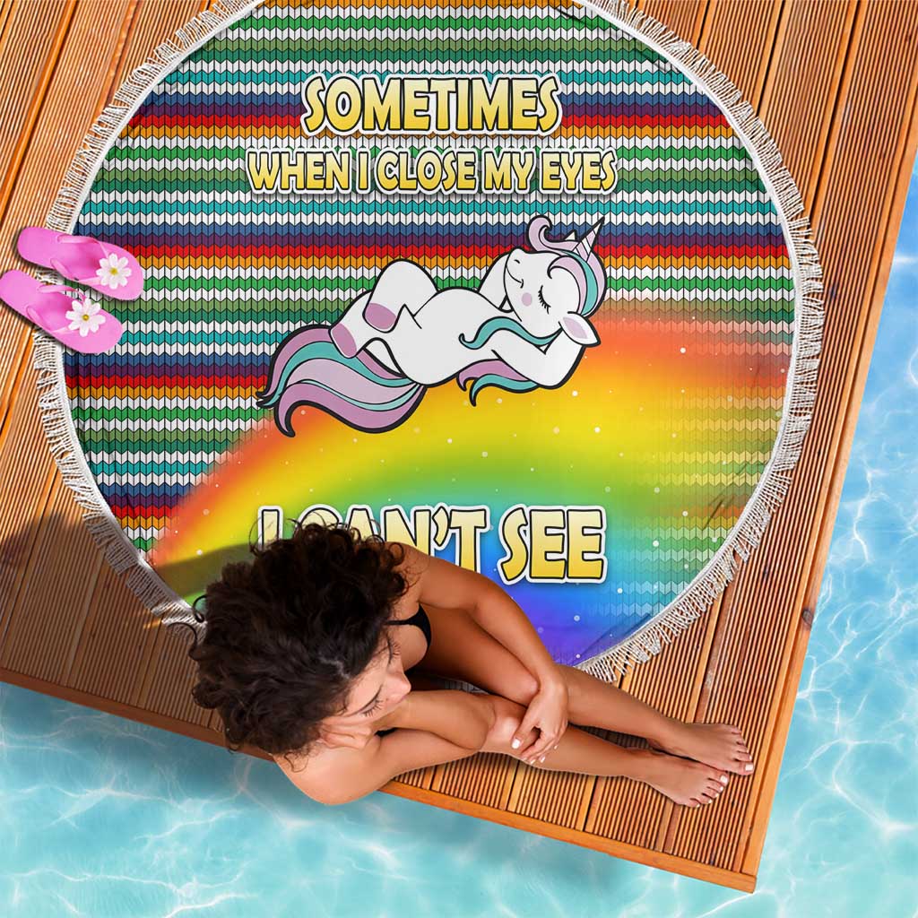 Funny Unicorn Sometimes When I Close My Eyes Christmas Beach Blanket Xmas Holiday Patterns - Wonder Print Shop