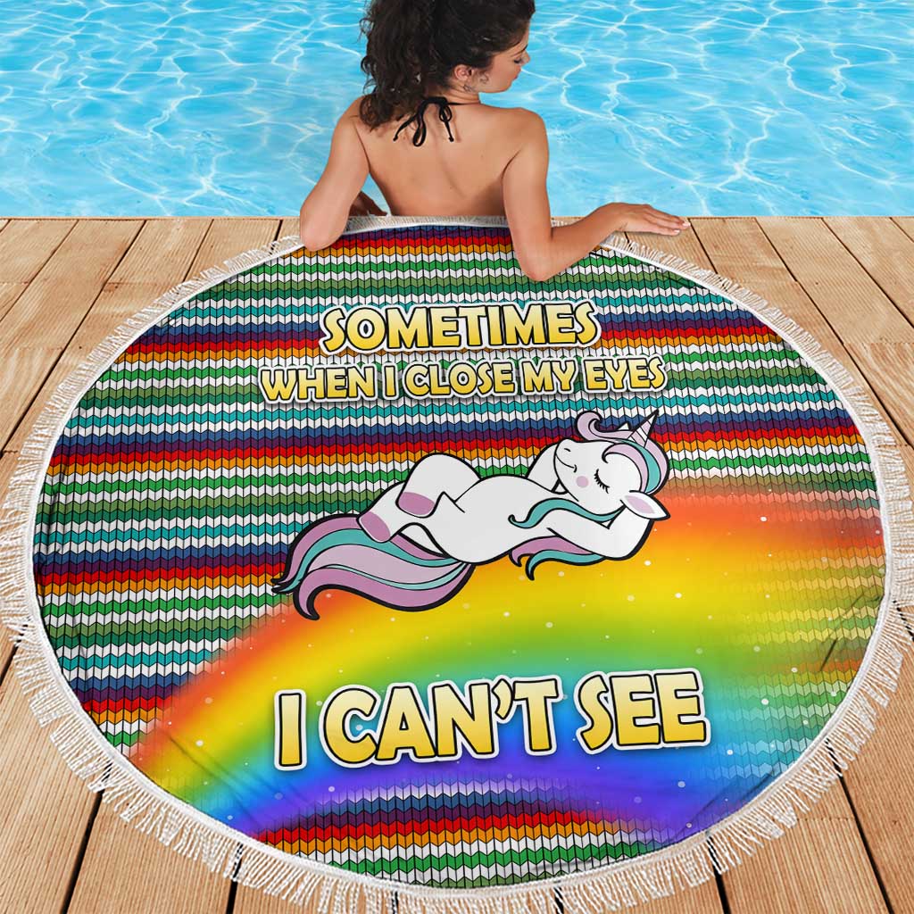 Funny Unicorn Sometimes When I Close My Eyes Christmas Beach Blanket Xmas Holiday Patterns - Wonder Print Shop