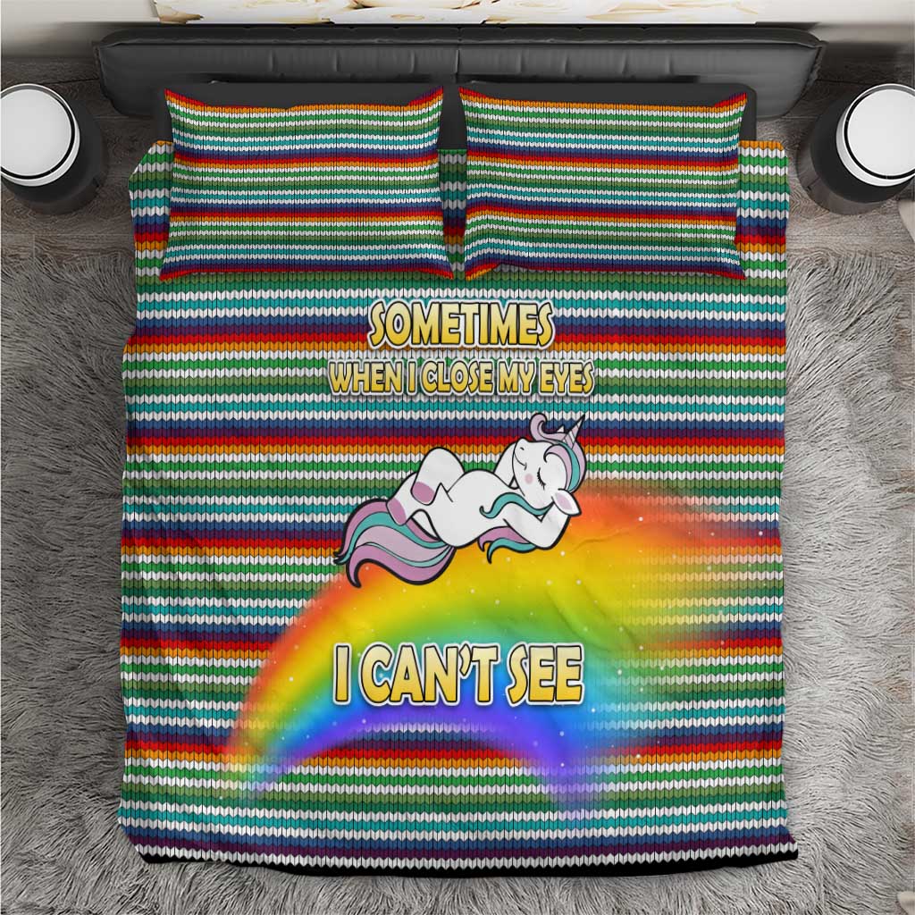 Funny Unicorn Sometimes When I Close My Eyes Christmas Bedding Set Xmas Holiday Patterns - Wonder Print Shop