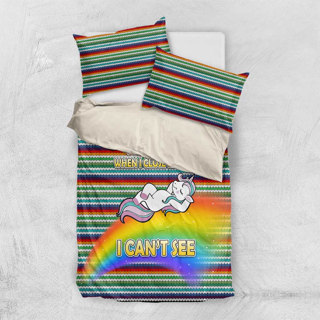 Funny Unicorn Sometimes When I Close My Eyes Christmas Bedding Set Xmas Holiday Patterns - Wonder Print Shop