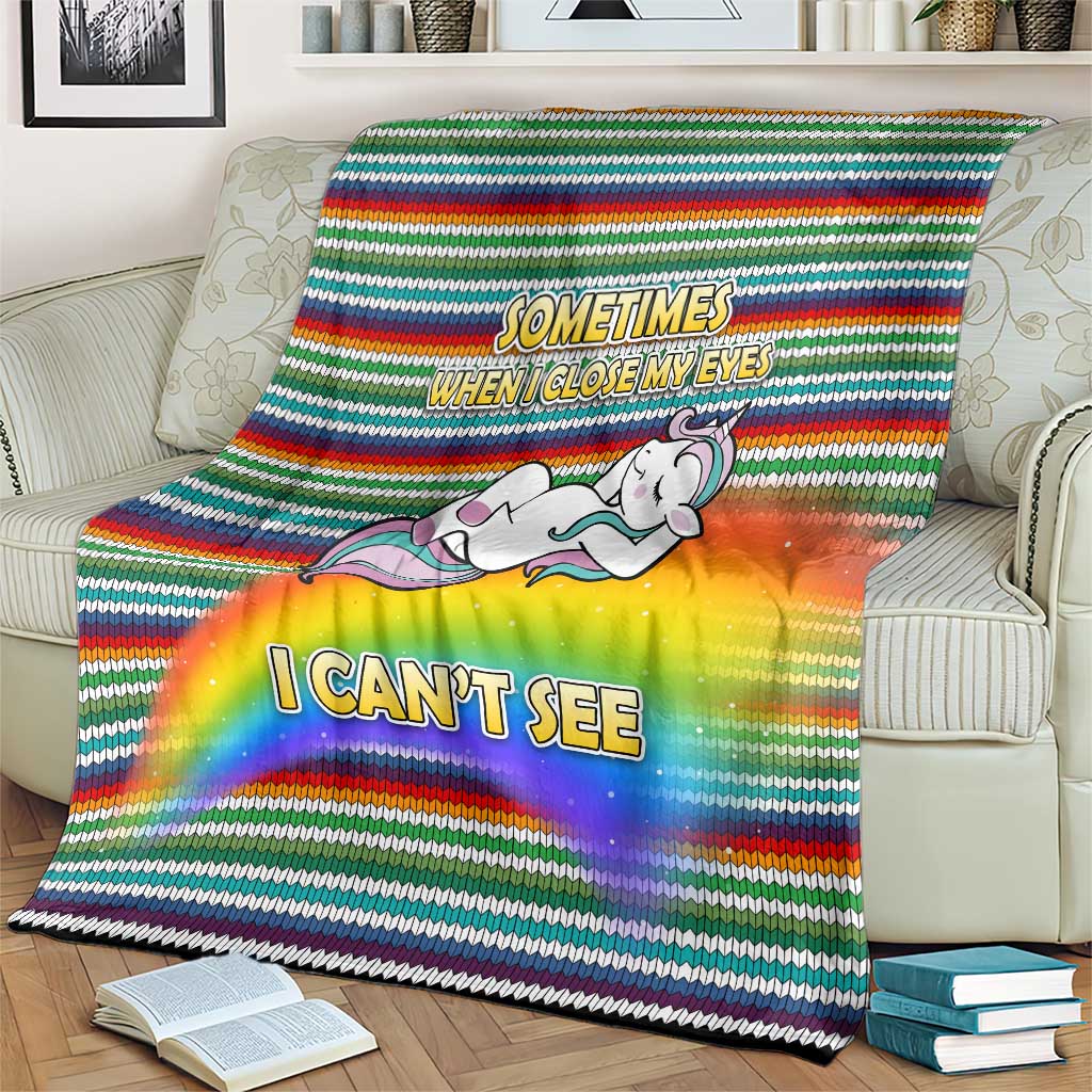 Funny Unicorn Sometimes When I Close My Eyes Christmas Blanket Xmas Holiday Patterns - Wonder Print Shop