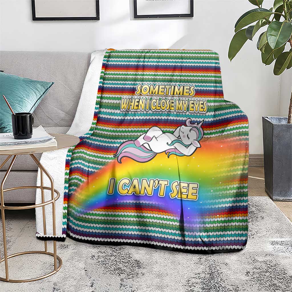 Funny Unicorn Sometimes When I Close My Eyes Christmas Blanket Xmas Holiday Patterns - Wonder Print Shop