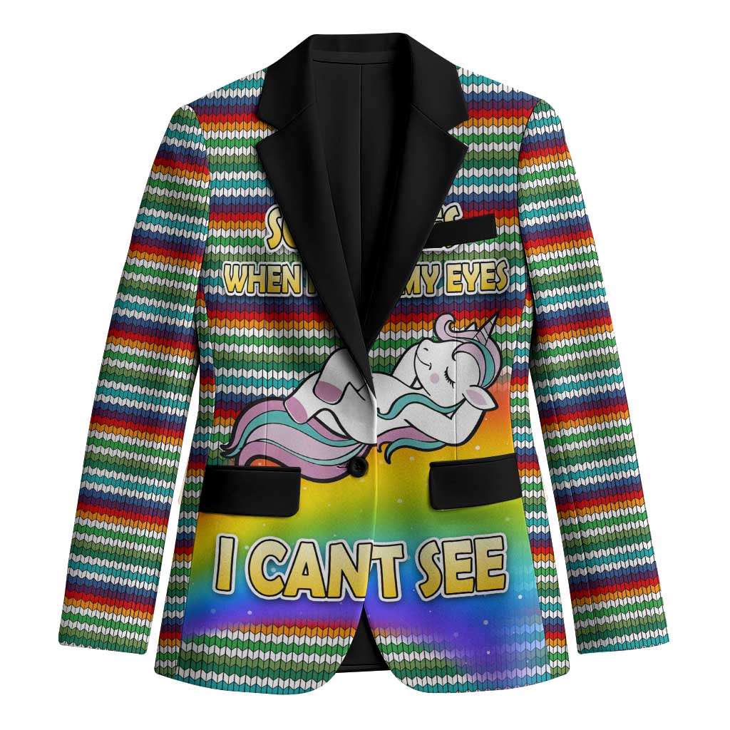 Funny Unicorn Sometimes When I Close My Eyes Christmas Blazer Xmas Holiday Patterns - Wonder Print Shop