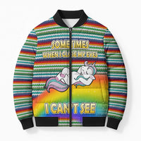 Funny Unicorn Sometimes When I Close My Eyes Christmas Bomber Puffer Jacket Xmas Holiday Patterns - Wonder Print Shop