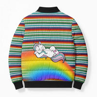 Funny Unicorn Sometimes When I Close My Eyes Christmas Bomber Puffer Jacket Xmas Holiday Patterns - Wonder Print Shop