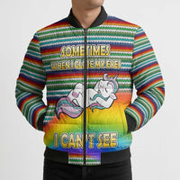 Funny Unicorn Sometimes When I Close My Eyes Christmas Bomber Puffer Jacket Xmas Holiday Patterns - Wonder Print Shop