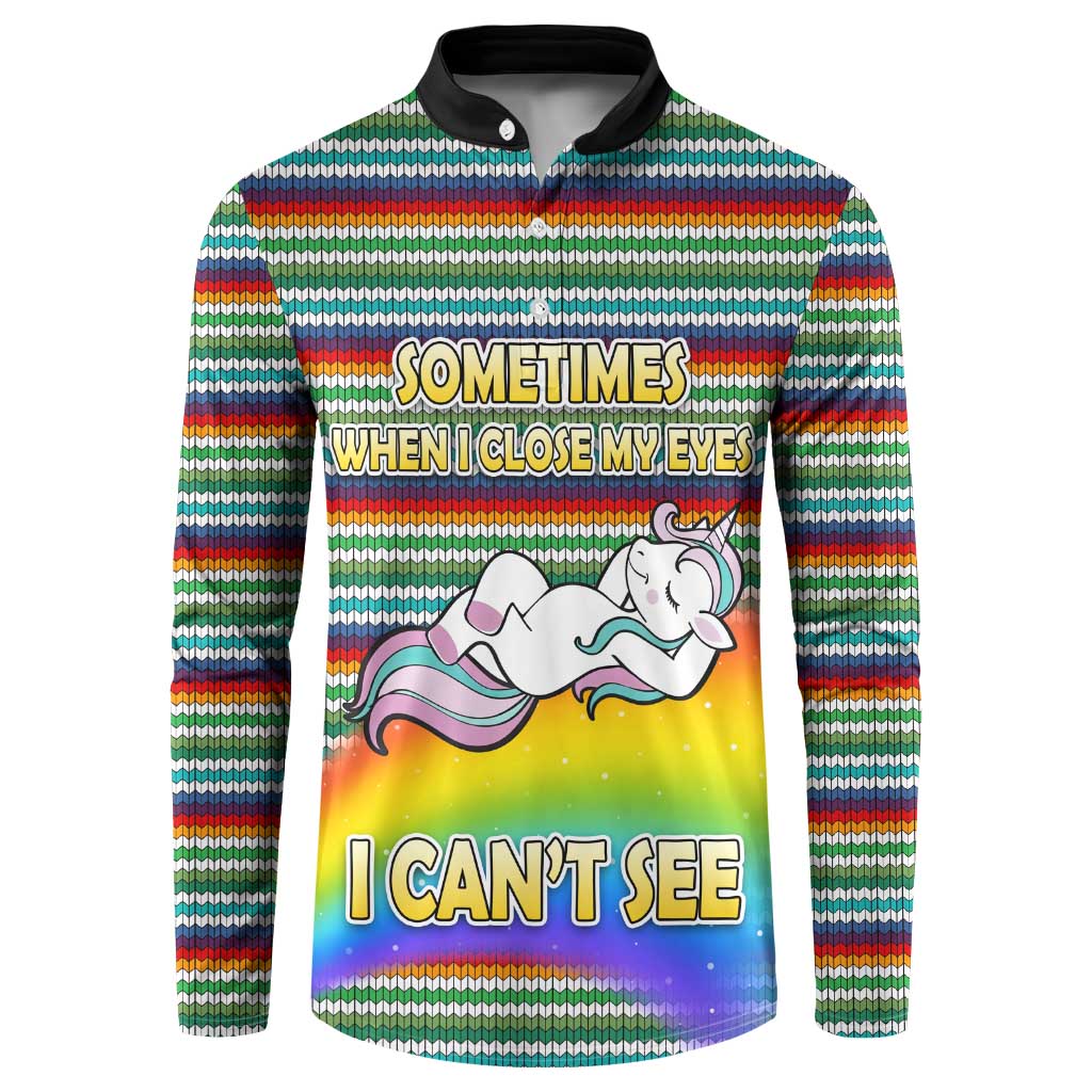 Funny Unicorn Sometimes When I Close My Eyes Christmas Button Sweatshirt Xmas Holiday Patterns - Wonder Print Shop