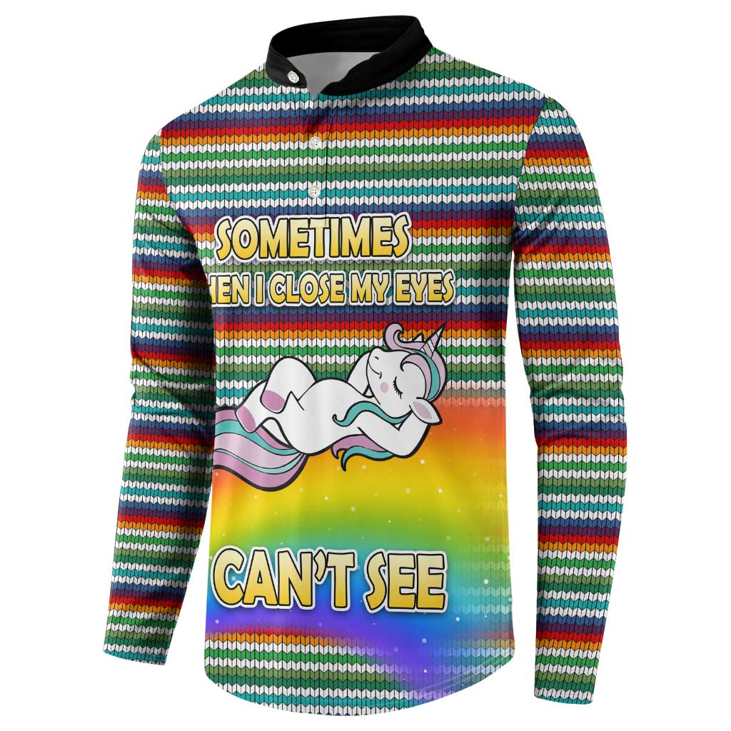 Funny Unicorn Sometimes When I Close My Eyes Christmas Button Sweatshirt Xmas Holiday Patterns - Wonder Print Shop