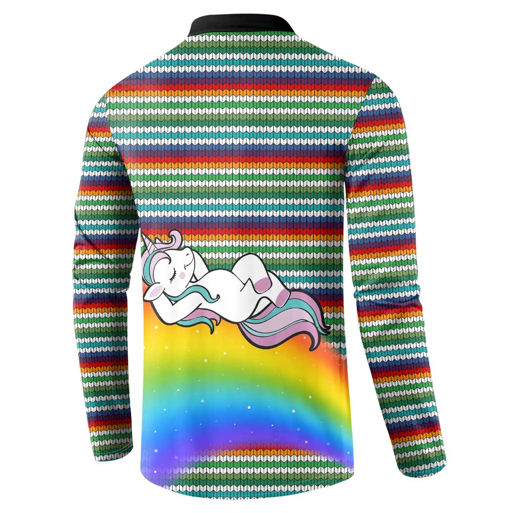 Funny Unicorn Sometimes When I Close My Eyes Christmas Button Sweatshirt Xmas Holiday Patterns - Wonder Print Shop