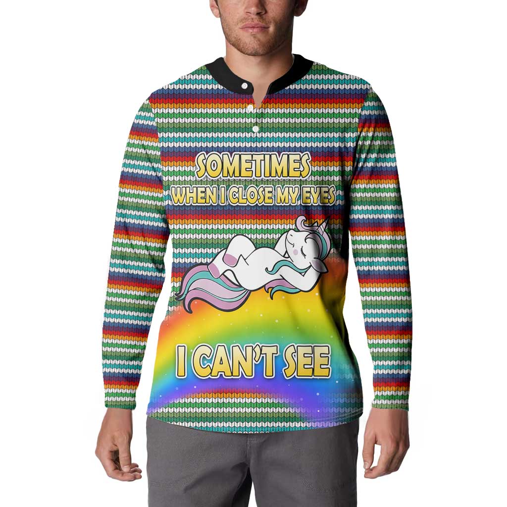 Funny Unicorn Sometimes When I Close My Eyes Christmas Button Sweatshirt Xmas Holiday Patterns - Wonder Print Shop