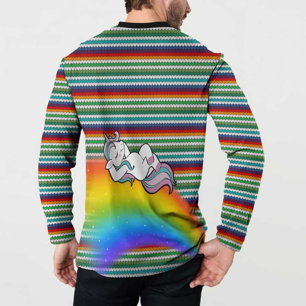 Funny Unicorn Sometimes When I Close My Eyes Christmas Button Sweatshirt Xmas Holiday Patterns - Wonder Print Shop