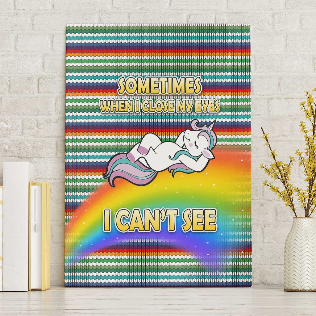 Funny Unicorn Sometimes When I Close My Eyes Christmas Canvas Wall Art Xmas Holiday Patterns - Wonder Print Shop