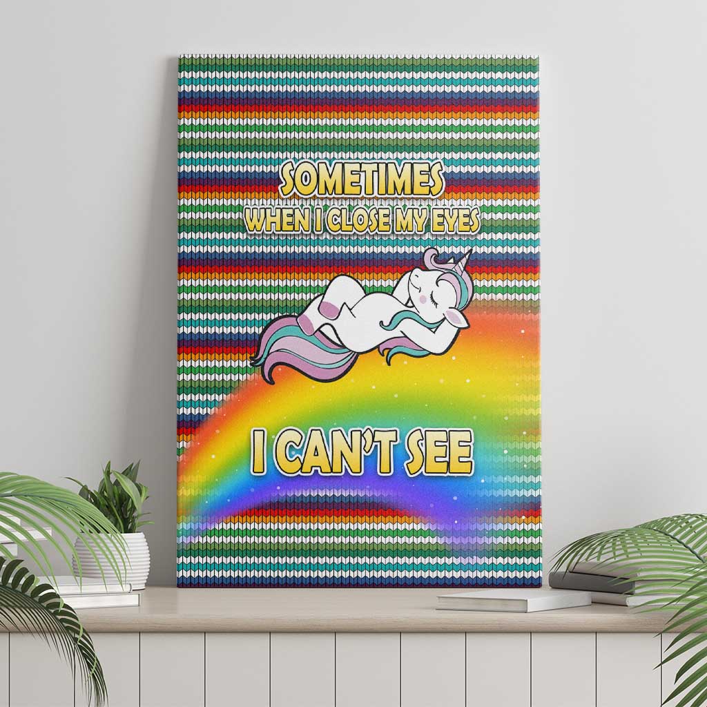Funny Unicorn Sometimes When I Close My Eyes Christmas Canvas Wall Art Xmas Holiday Patterns - Wonder Print Shop