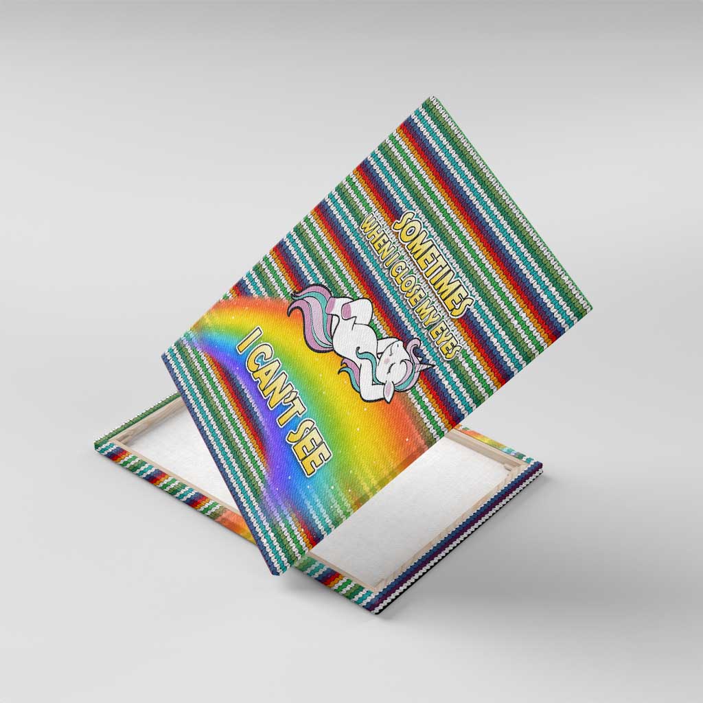 Funny Unicorn Sometimes When I Close My Eyes Christmas Canvas Wall Art Xmas Holiday Patterns - Wonder Print Shop