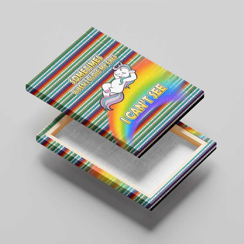 Funny Unicorn Sometimes When I Close My Eyes Christmas Canvas Wall Art Xmas Holiday Patterns - Wonder Print Shop