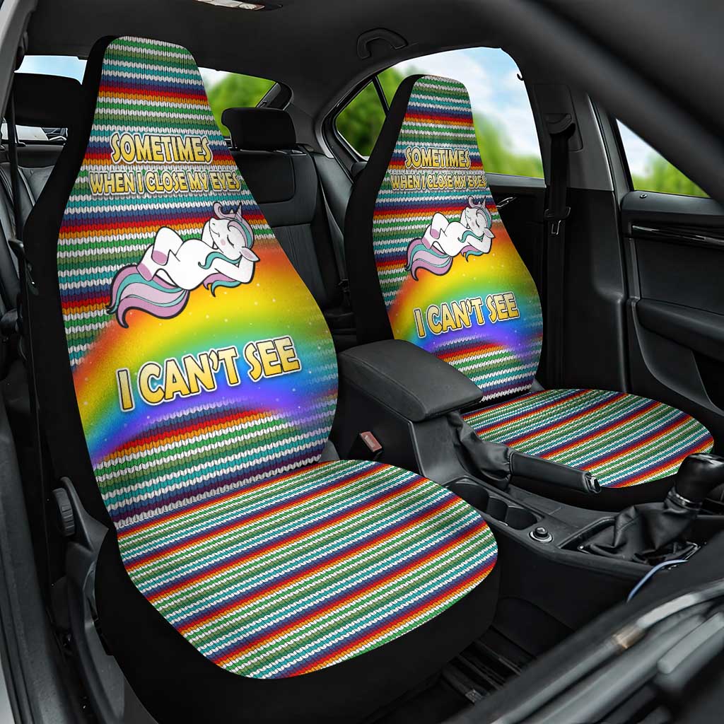 Funny Unicorn Sometimes When I Close My Eyes Christmas Car Seat Cover Xmas Holiday Patterns - Wonder Print Shop