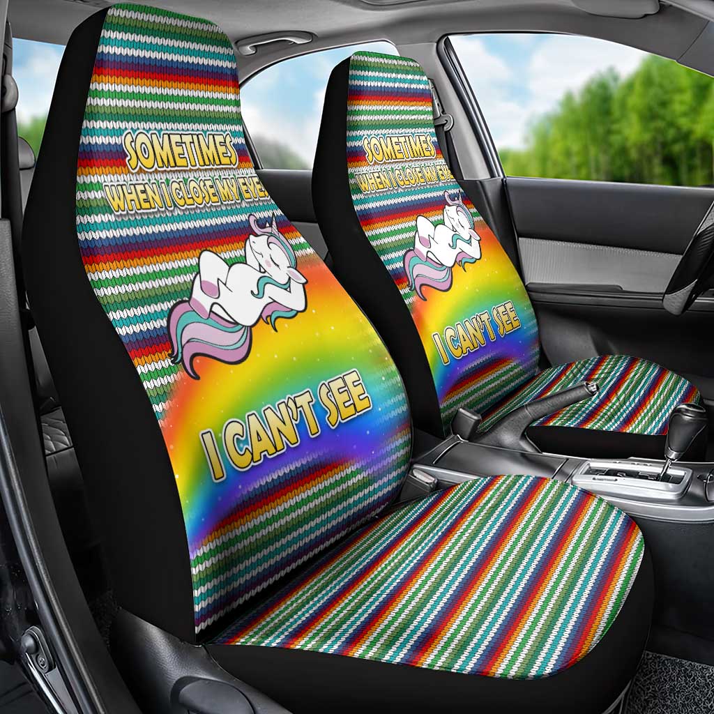 Funny Unicorn Sometimes When I Close My Eyes Christmas Car Seat Cover Xmas Holiday Patterns - Wonder Print Shop