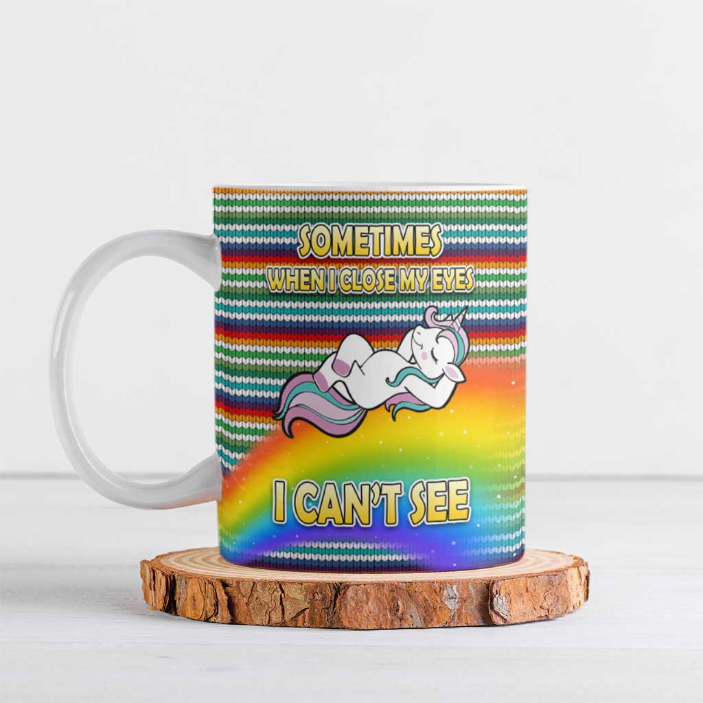 Funny Unicorn Sometimes When I Close My Eyes Christmas Ceramic Mug Xmas Holiday Patterns - Wonder Print Shop