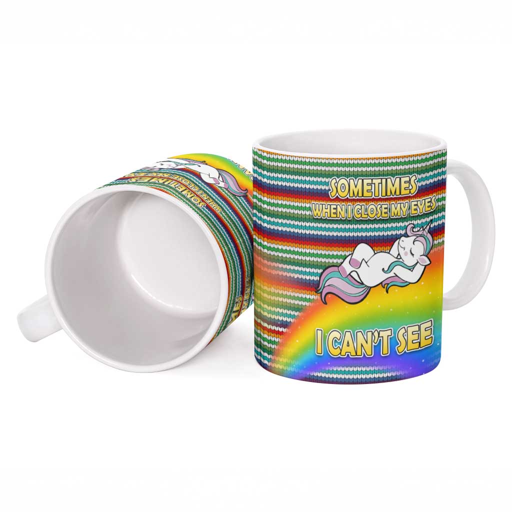 Funny Unicorn Sometimes When I Close My Eyes Christmas Ceramic Mug Xmas Holiday Patterns - Wonder Print Shop