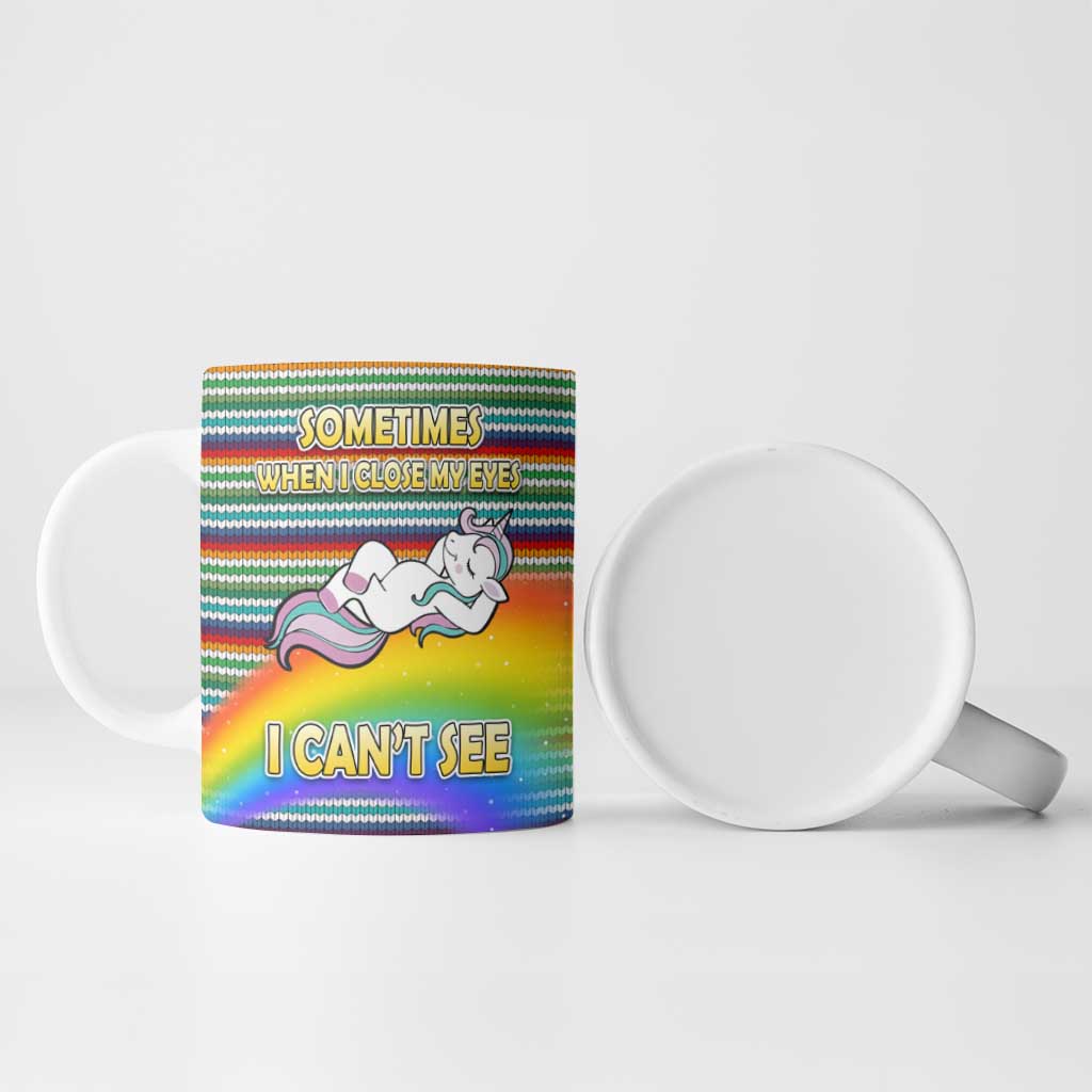 Funny Unicorn Sometimes When I Close My Eyes Christmas Ceramic Mug Xmas Holiday Patterns - Wonder Print Shop