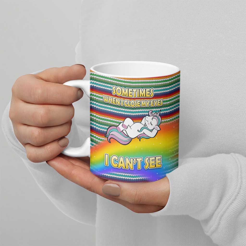Funny Unicorn Sometimes When I Close My Eyes Christmas Ceramic Mug Xmas Holiday Patterns - Wonder Print Shop